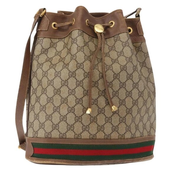 Gucci Handbags - GUCCI GG Supreme Web Sherry Line Bag PVC Beige Gold